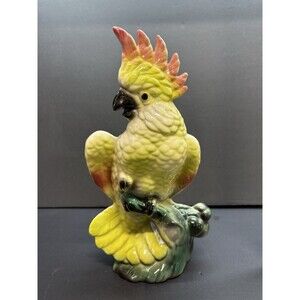VTG California Pottery Ceramic Tropical Cockatoo Planter Vase